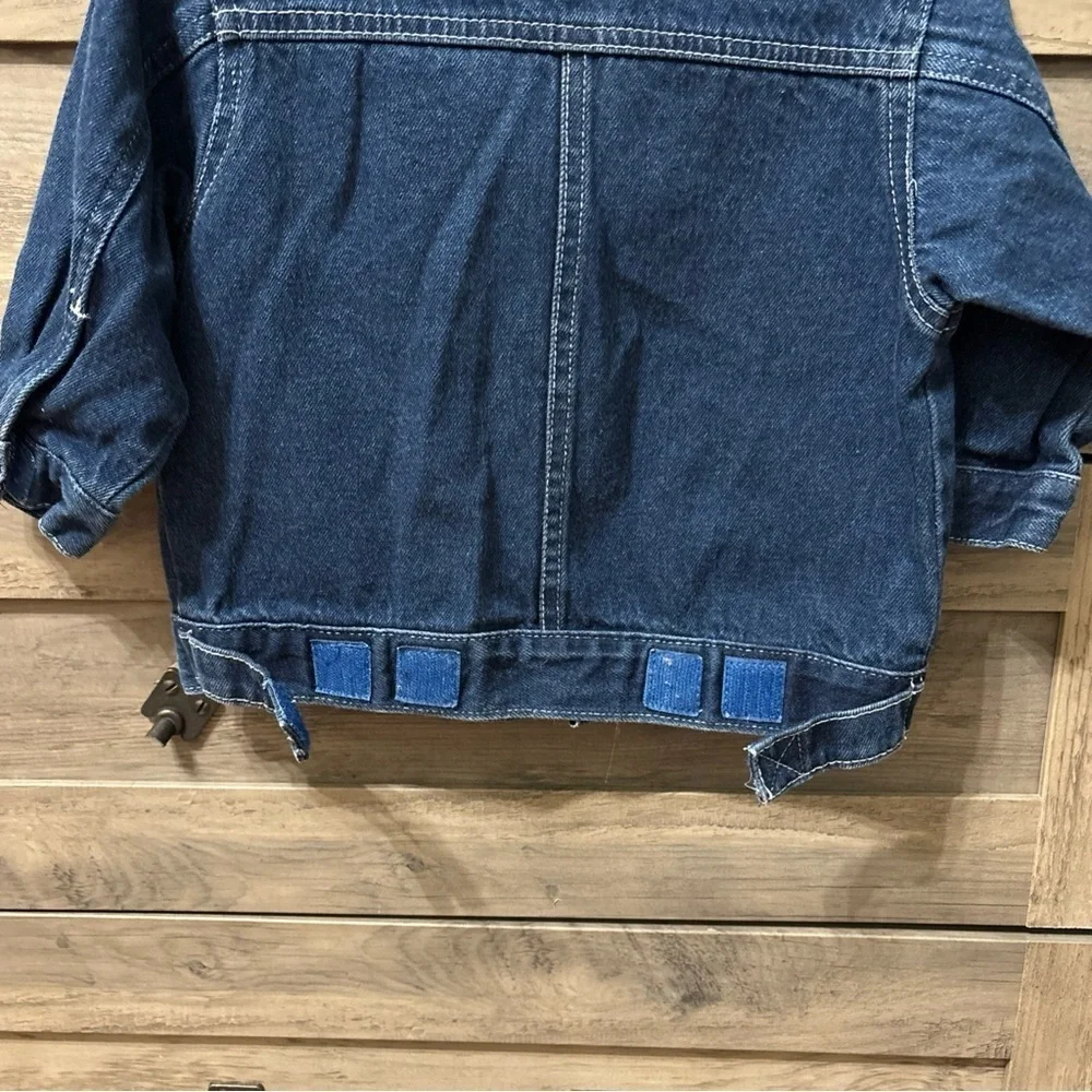 VINTAGE PRE OWNED PEANUTS BABY SNOOPY CONSTRUCTION DENIM JACKET 18 MONTHS